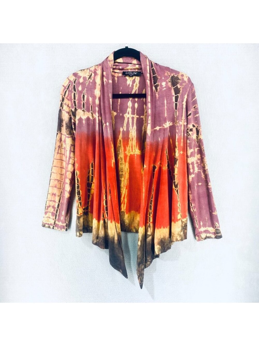 Citron Cottagecore Sweater Womens PS Multicolor Tie Dye Cardigan Hippie Artisan
